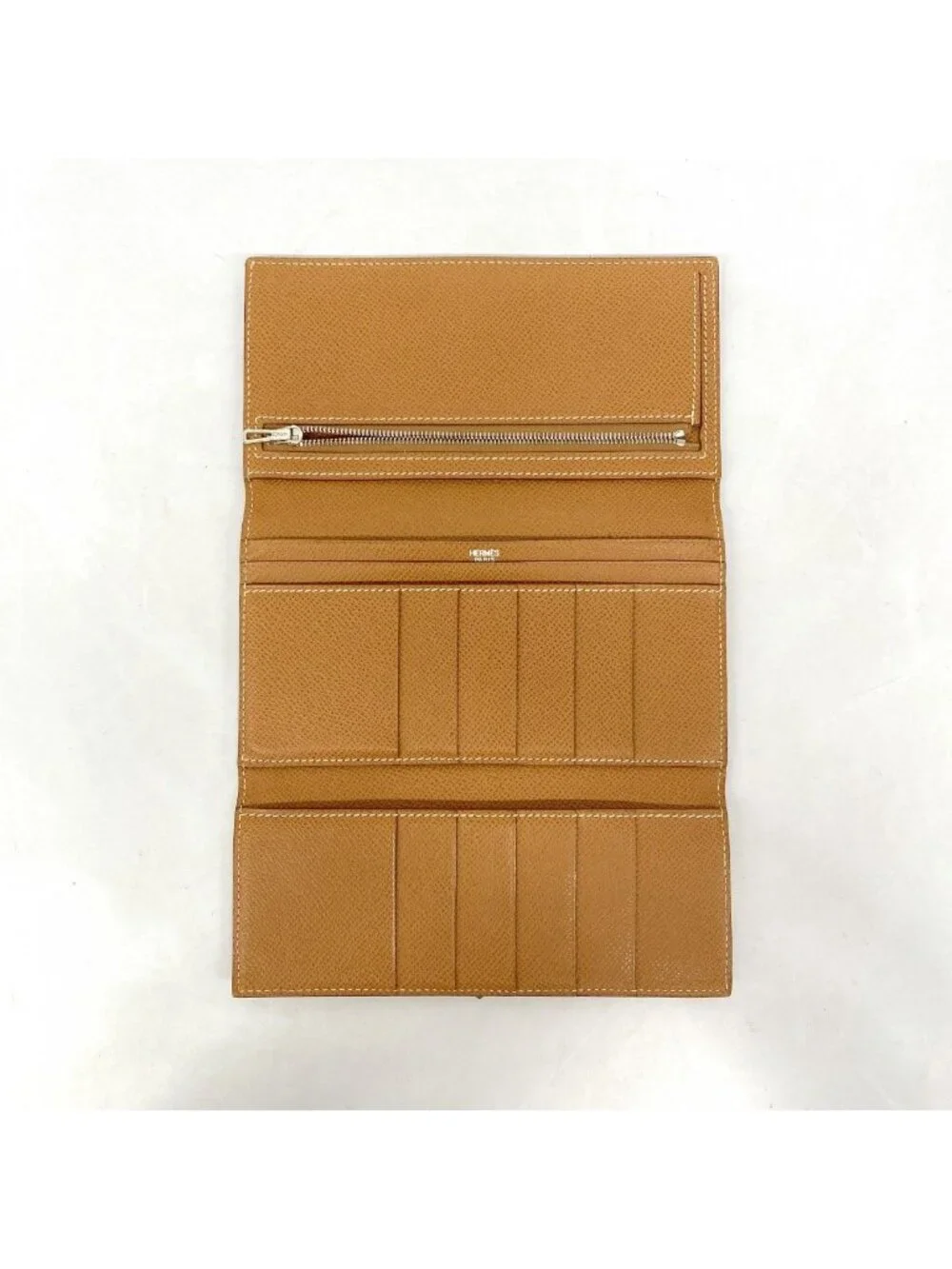 Hermes Trifold Wallet Bearn Dupri Veau Epsom Gold Silver